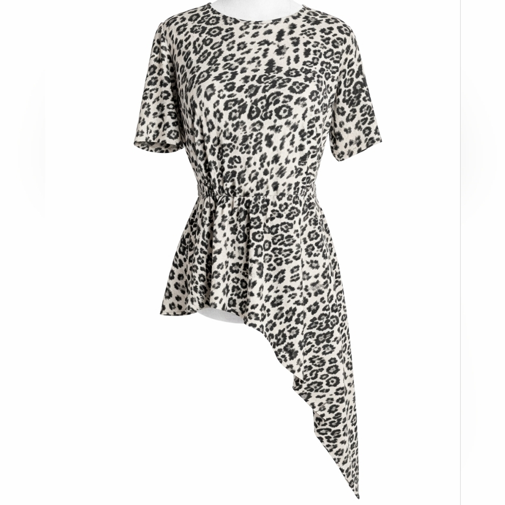NWT Vince Camuto Leopard Print Asymmetrical Back Zipper Closure Top Size XL